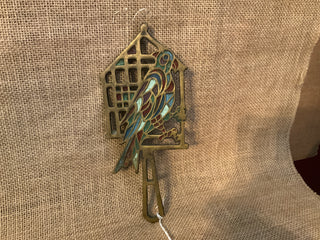 Vintage Brass Trivet Parrot