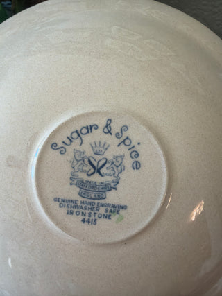 Vtg Sugar & Spice Ironstone Owl Tea Set (4 in set-2cups/2saucers)