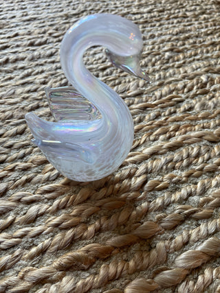 Iridescent Swan art glass