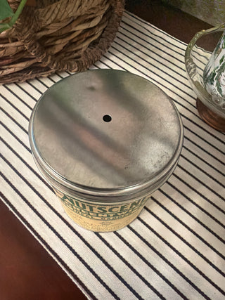 Vtg Restoration Hardware Jute Tin - yellow/green