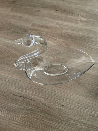 Glass Swan Vintage Duncan Miller Glass Swan Dish