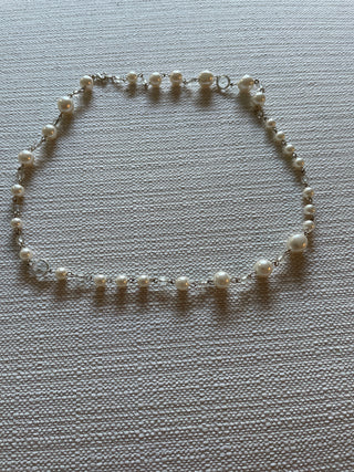 Faux pearl crystal necklace