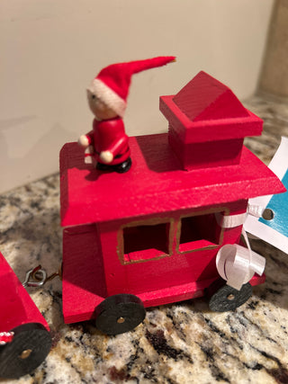 Vintage Wooden Christmas Train, 3 Piece