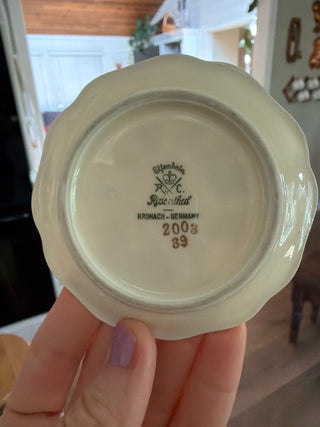 3.25” floral gold accent butter pat dish