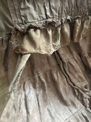 Distressed tiered ruffled shirt dress/duster