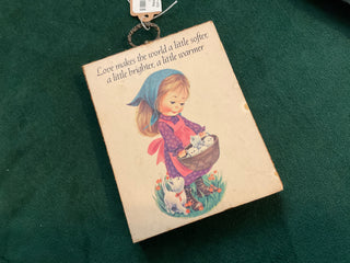 Paula Cuties Girl w/ kittens plaque