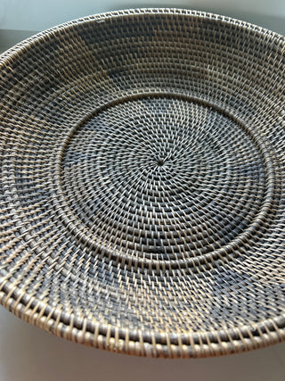 Native American Large Round Coil Basket Bowl Polychrome Arrow Head Design.