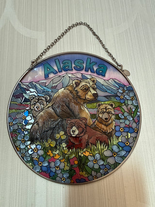 Stained Glass Suncatcher Alaska Bears 6.5"