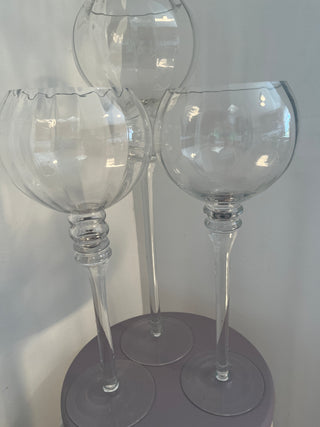 Set of 3 tall globe vases