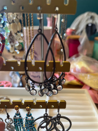 Black oval hoop earrings