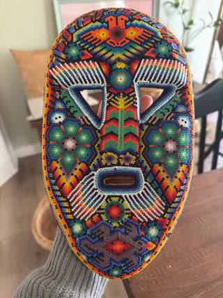 Mexican Huichol folk art beaded mask