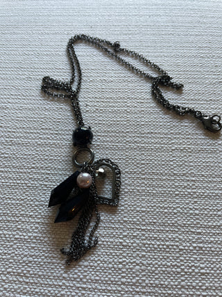 Black multi charm necklace