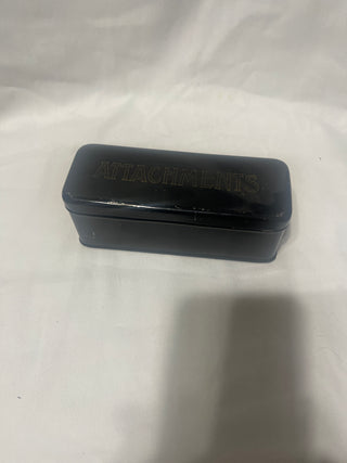 tin black sewing attachments  box