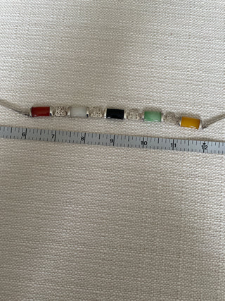 Multicolored jade in 925 sterling silver necklace