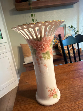 Hand painted floral porcelain vase