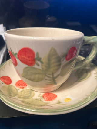 vintage Franciscan Strawberry Fair ceramic teacup and saucer set