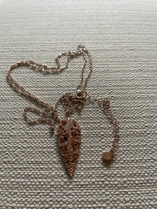 Rose tone Leaf crystal necklace