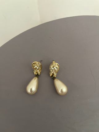 Pearl and crystal drop earrings