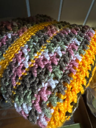 Vintage 1970s Handmade Crochet Afghan Throw Blanket