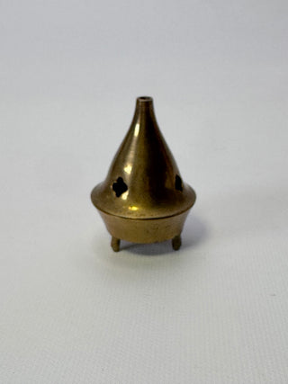 Vintage Small Brass Cone Incense Burner, Footed