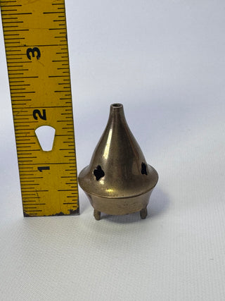 Vintage Small Brass Cone Incense Burner, Footed