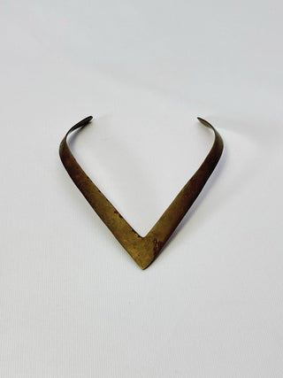 Vintage Solid Brass Open Collar Torc Necklace Choker