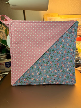 Potholder Light  Pink & Blue Floral