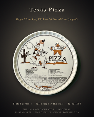 Royal China Texas Pizza Recipe Plate, Dated 1983