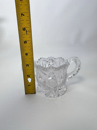 Vintage EAPG Pressed Glass Sugar Bowl - Diamond Point Sawtooth Rim, Clear Glass