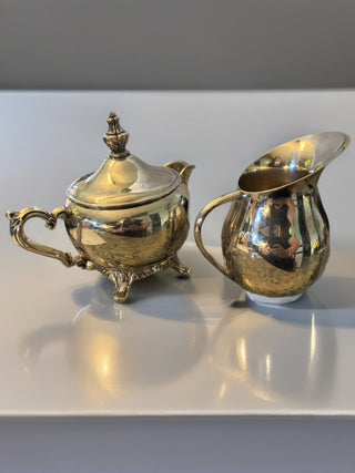 LM ~ Vintage Silver Plated  Sugar Bowl & Creamer
