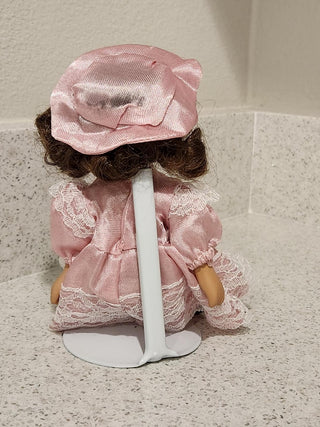 Vintage Mini Porcelain Doll Pink Dress