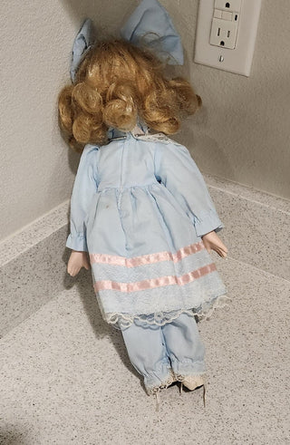 Vintage Blue Porcelain Doll