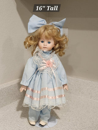 Vintage Blue Porcelain Doll