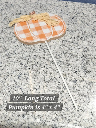 Plaid Pumpkin Plant Pick