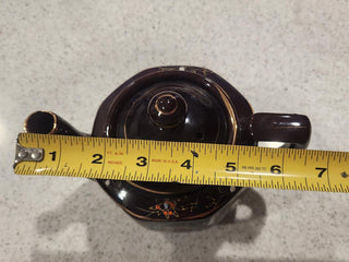 Vintage Brown Floral Japanese Teapot (Hexagon Shape)