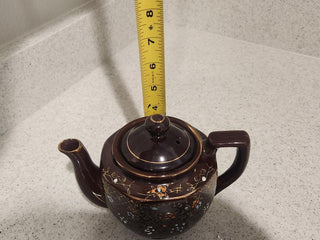 Vintage Brown Floral Japanese Teapot (Hexagon Shape)