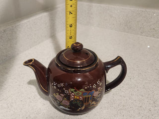 Vintage Brown Floral Japanese Teapot (Cart Design)