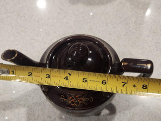 Vintage Brown Floral Japanese Teapot (Barrel Shaped)