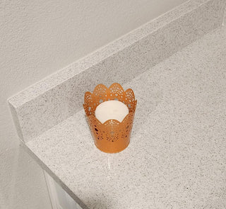 Orange Metal Lace Punched Candle Holder