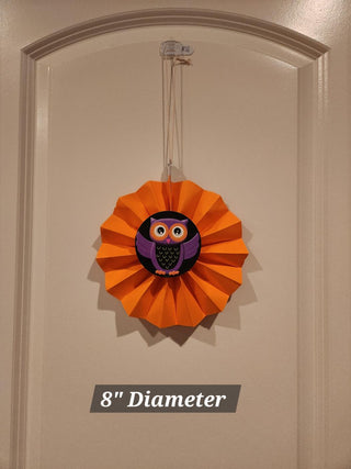 Orange Paper Fan Owl Decor
