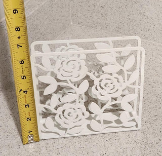 White Meal Rose Design Napkin Holder