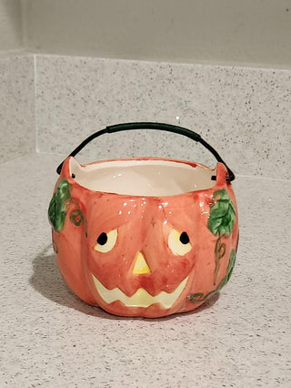 Ceramic Jack-O-Lantern Candle Holder or Candy Dish