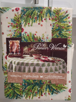 Pioneer Woman Holiday Trees 70" Round Tablecloth