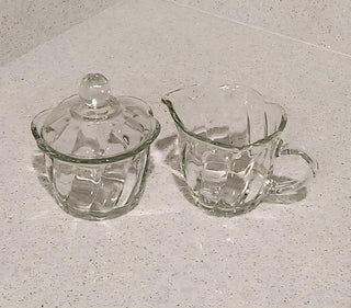 Vintage Clear Glass Cream & Sugar Set