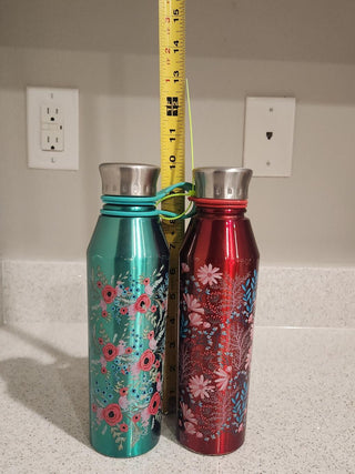 Pioneer Woman Red & Green Floral Water Flasks