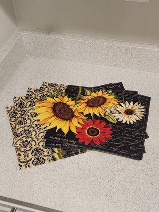 Set of 4 Black Sunflower Placemats