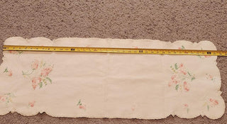 Vintage White Table Runner with Pink Floral Embroidery