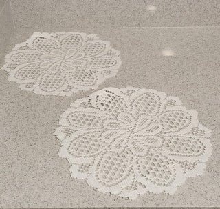 Set of 2 Cream Round Doily