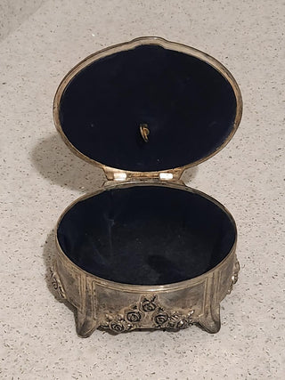 Vintage Silver Jewelry Music Box