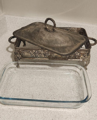 3Pc Set Vintage Silver Casserole Dish